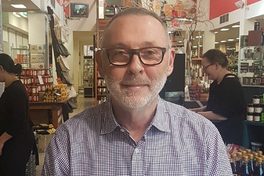 Syd Weddell, owner of Melbourne homewares business Essential Ingredient, pictured in his shop March 2019.