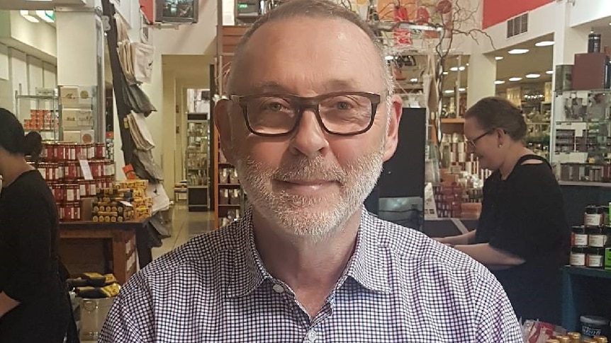 Syd Weddell, owner of Melbourne homewares business Essential Ingredient, pictured in his shop March 2019.