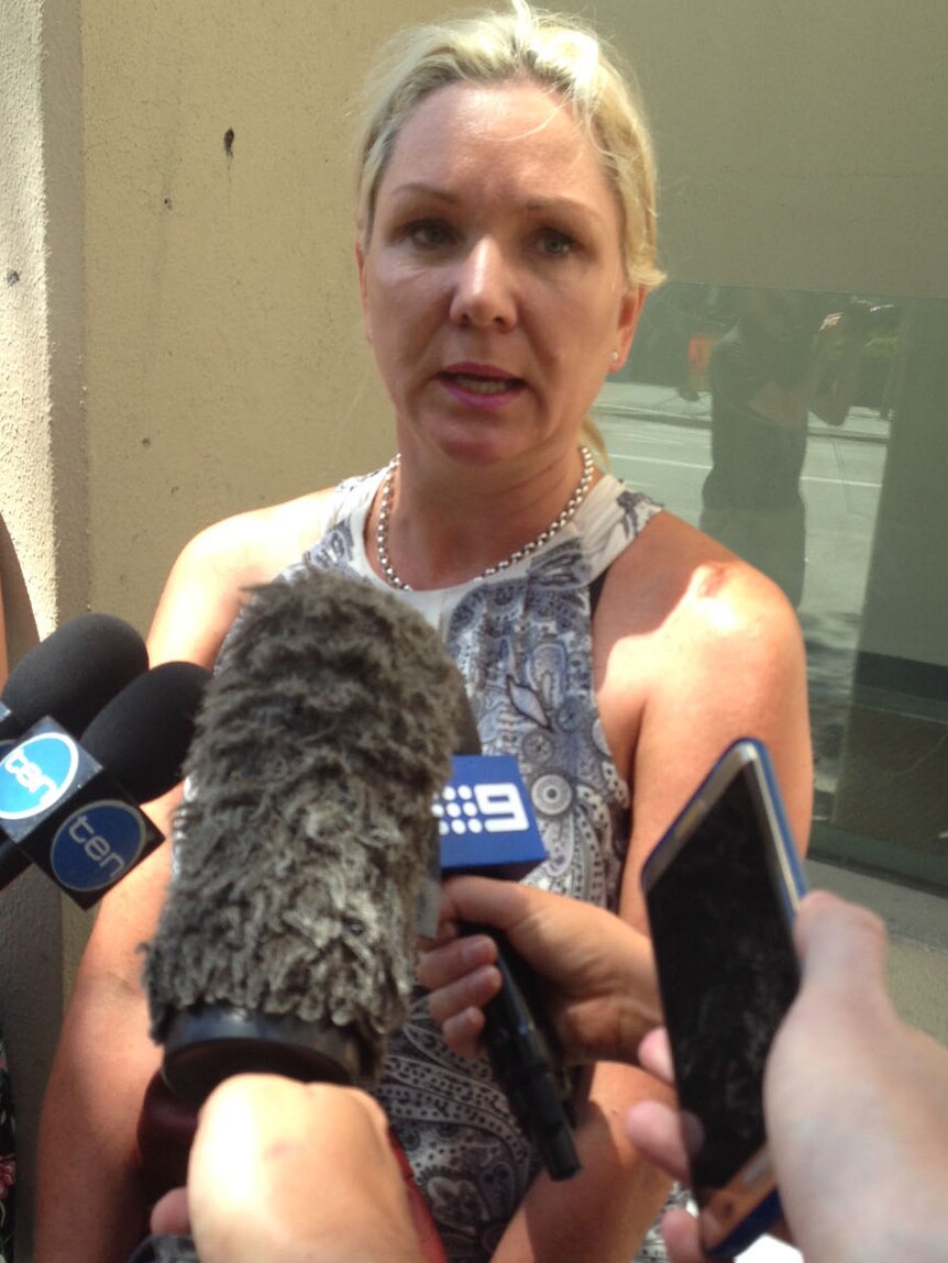 The victim's mother Jennifer Davis speaks to media outside Perth Magistrates Court.