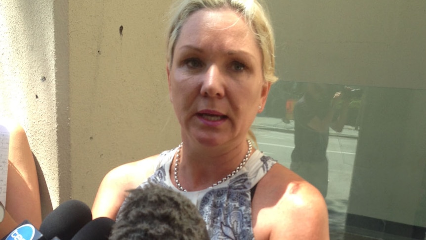 The victim's mother Jennifer Davis speaks to media outside Perth Magistrates Court.
