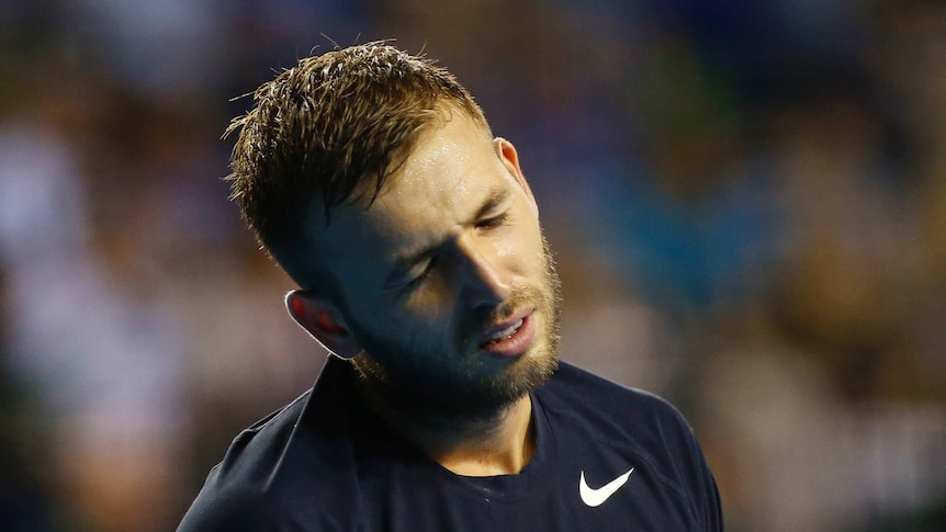 Great Britain's Dan Evans looks dejected during his match against Argentina's Leonardo Mayer.