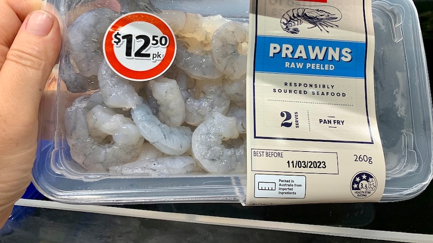 prawns in a supermarket display