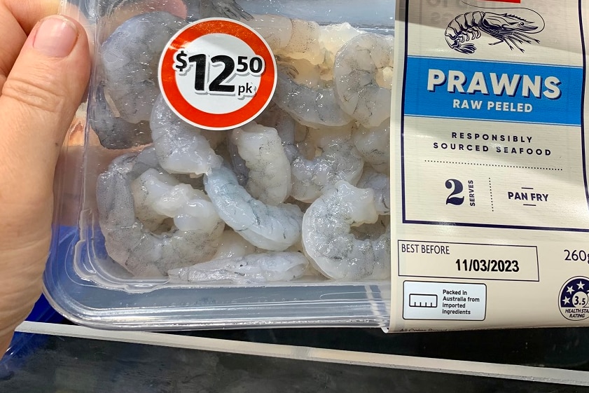 prawns in a supermarket display