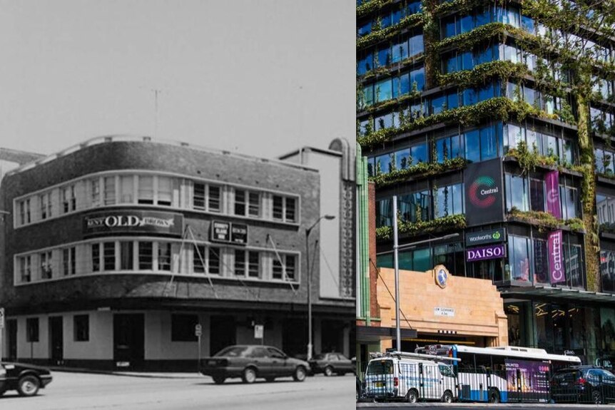 The corner of Broadway and Kensington St in 1989 and 2016