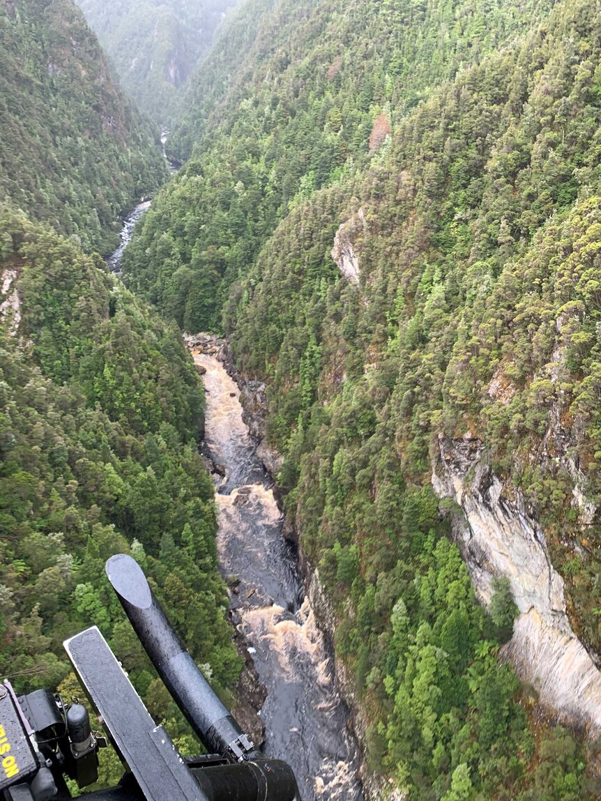 The Franklin-Gordon River as seen from Tasmania's Westpac Rescue Helicopter.