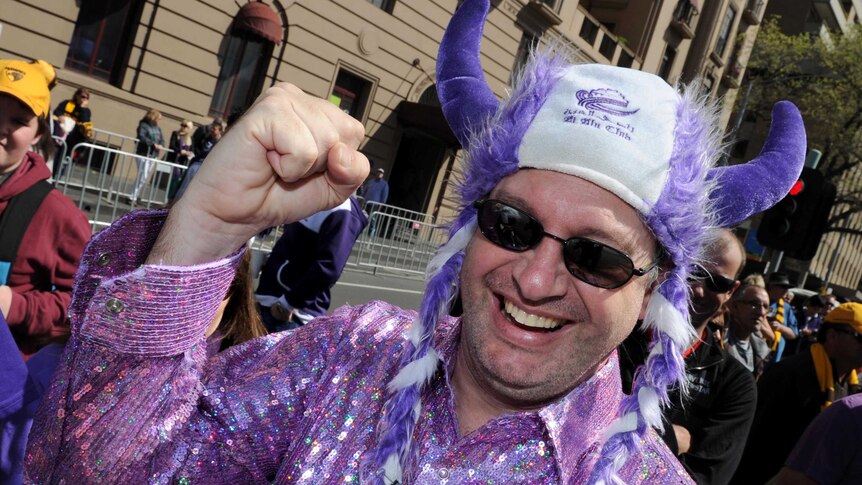 Fremantle Dockers supporters gather for the AFL Grand Final Parade.