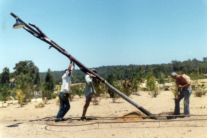 At work on the Wanneroo Botanic Gardens in 1976 - much of the landscaping was done without machinery.