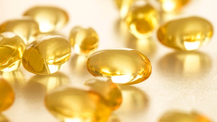 Close up of vitamin D capsules