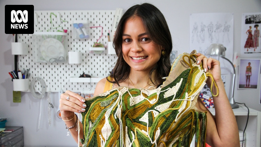 Young Wiradjuri designer’s pops of colour on show at Australian Fashion Week
