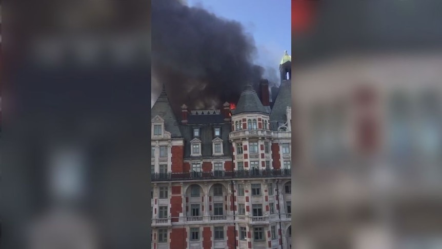 Onlookers capture vision of a London hotel fire