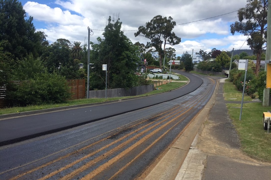 The new road surface in Charlton Street , Snug.