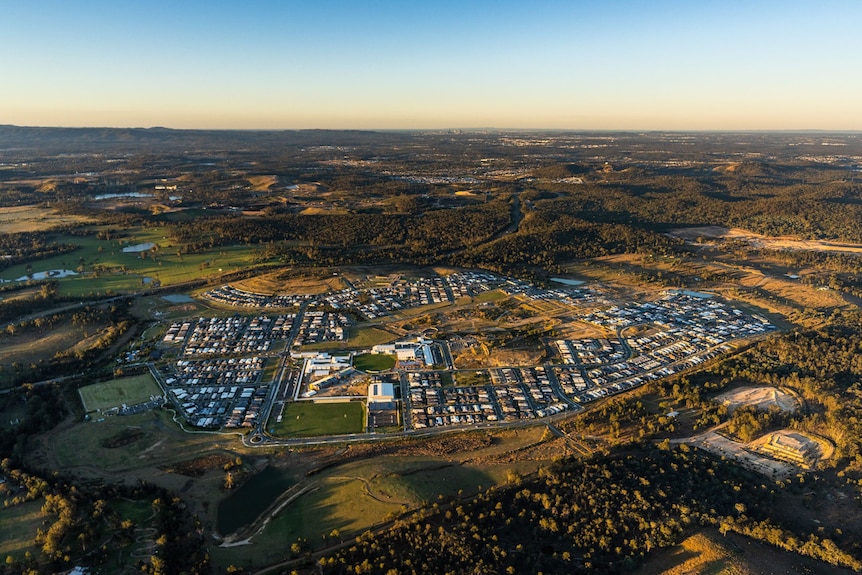 Aerial view of regional housing development