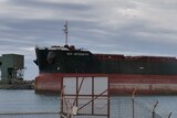 An iron ore bulk carrier at port in Geraldton.