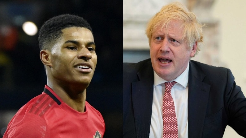 A composite photo of a Premier League footballer and the British Prime Minister