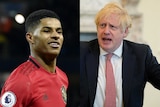 A composite photo of a Premier League footballer and the British Prime Minister