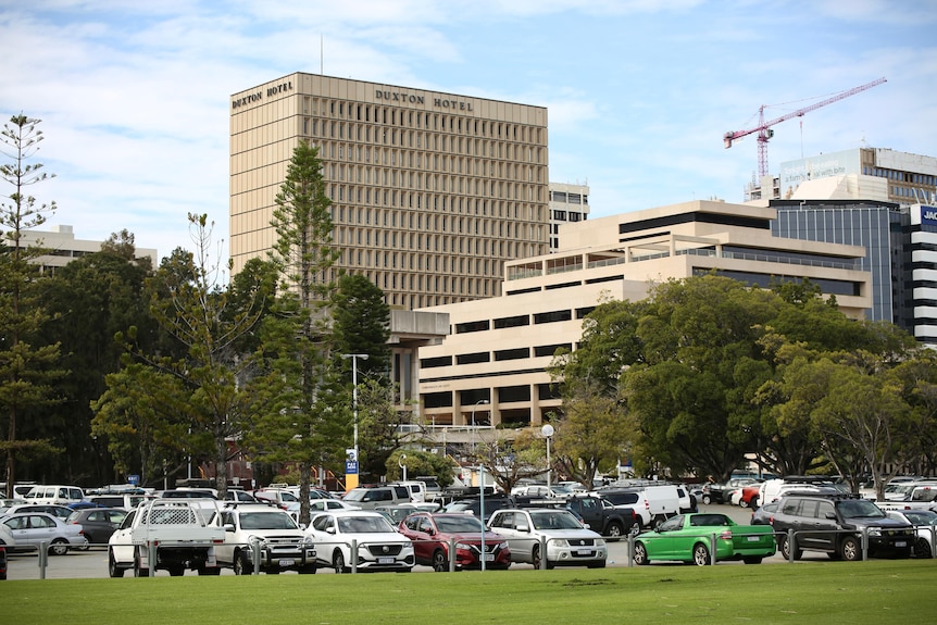 A carpark pictured in front of the Duxton Hotel