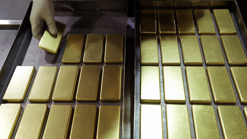 Gold bars arranged