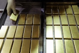 Gold bars arranged