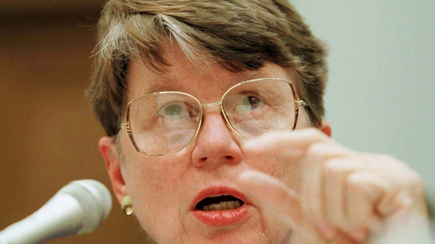 Former attorney-general Janet Reno illustrating a point.