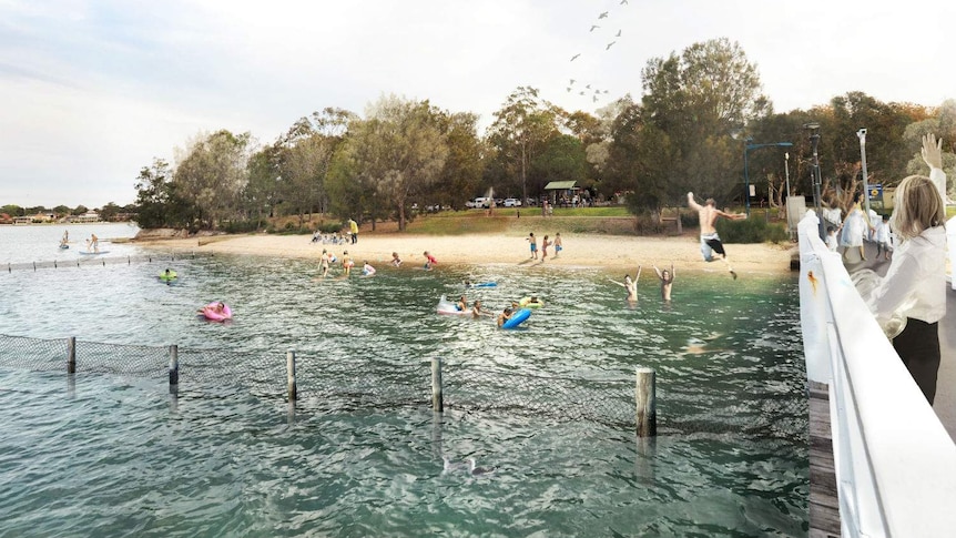 An artists impression of a new river swimming area