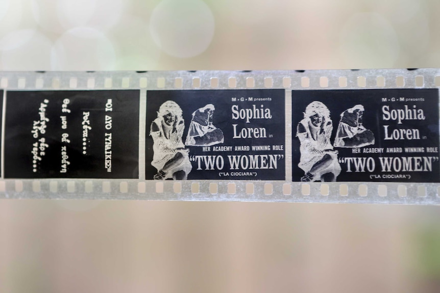 A roll of film negative with Sophia Loren's Two Women centred.