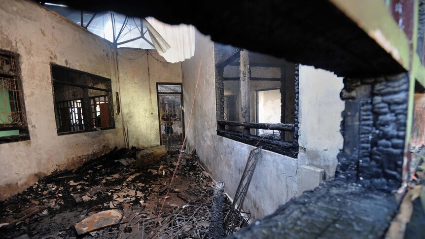 Part of Bali's Kerobokan prison is left badly burnt