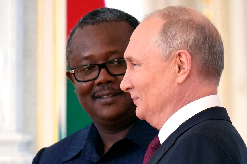 Russian President Vladimir Putin and Guinea-Bissau President Umaro Sissoco Embalo.