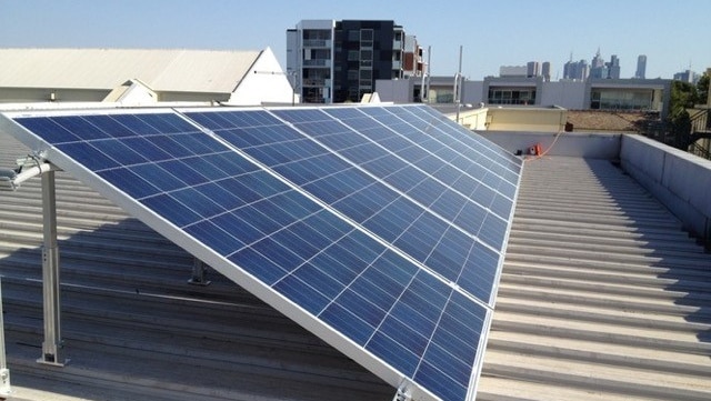 Solar panels on the roof of a Melbourne apartment building