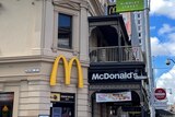 The outside of a McDonald's with a sign above it saying Hindley Street