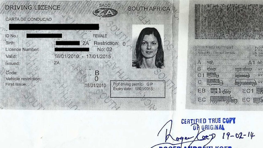 Fake driver's licence certified as true copy