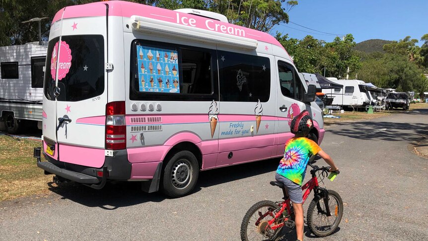 Icecream van in a caravan park.