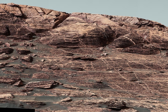 a composite image of a ridge on Mars taken by the Curiosity Rover