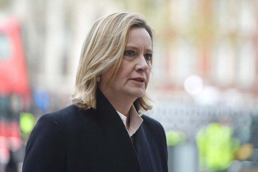 Amber Rudd, arrives at a Service of Hope at Westminster Abbey, following the attack on Westminster Bridge.