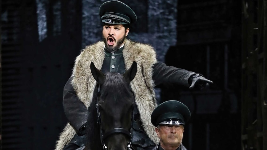 Taras Berezhansky as Attila on Zulu the horse in Opera Australia's production of Attila - (Photo credit: Prudence Upton. Supplied OA)