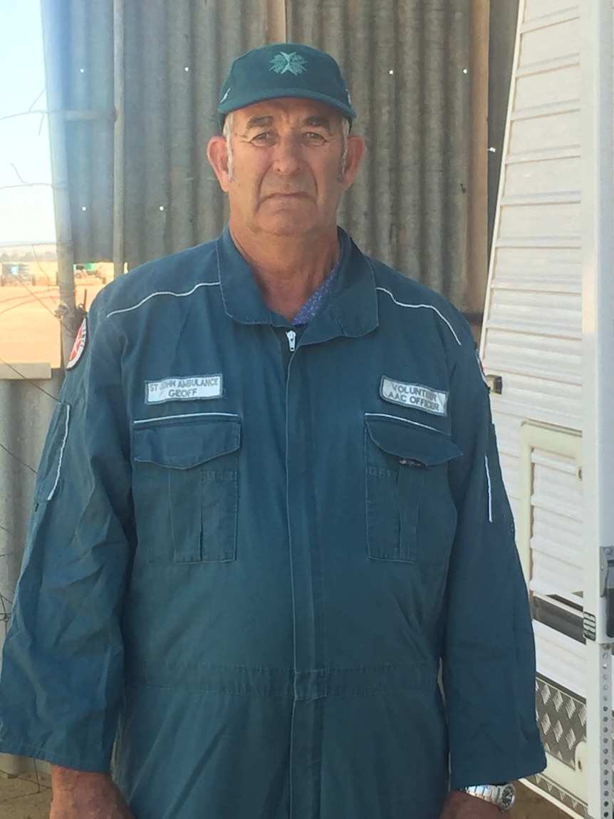 Geoff Waters wearing his St Johns volunteer ambulance outfit