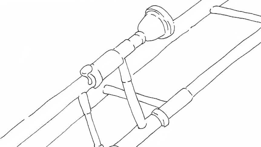 a line drawing of a trombone
