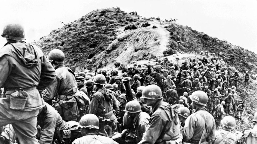 US troops wait for the attack order near Seoul, South Korea, during the Korean War in 1951