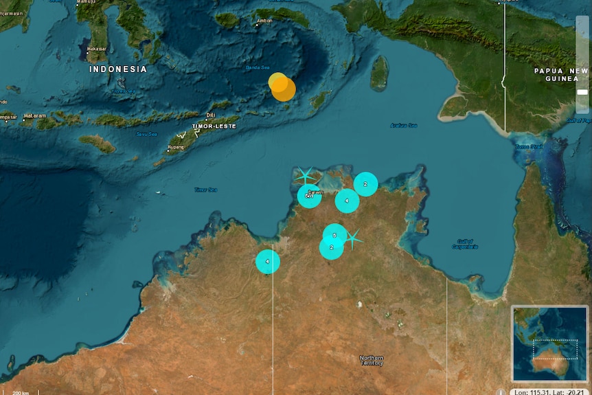 Darwin earthquake screenshot