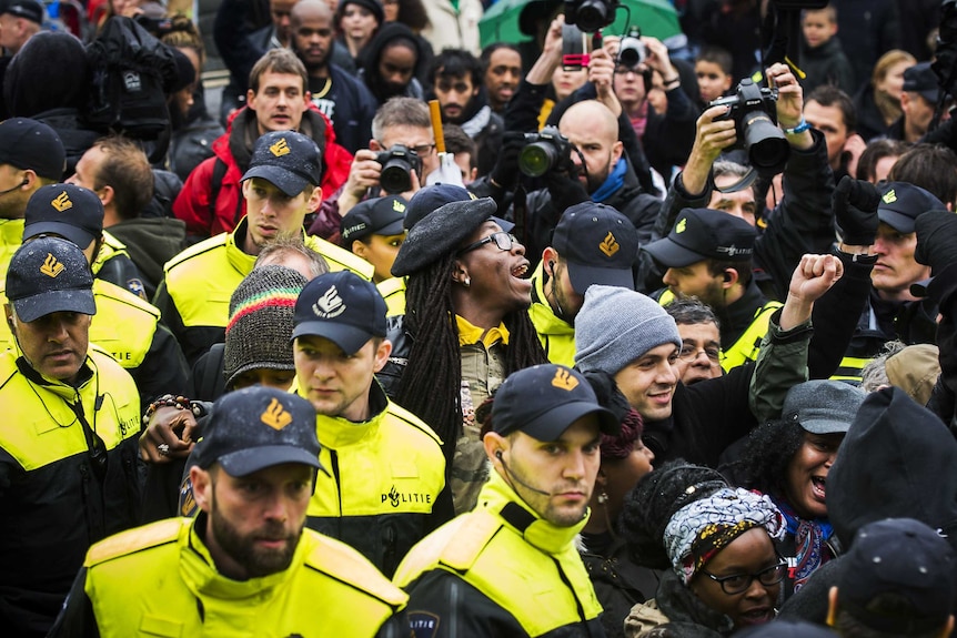 Black Pete protesters in Gouda, Netherlands