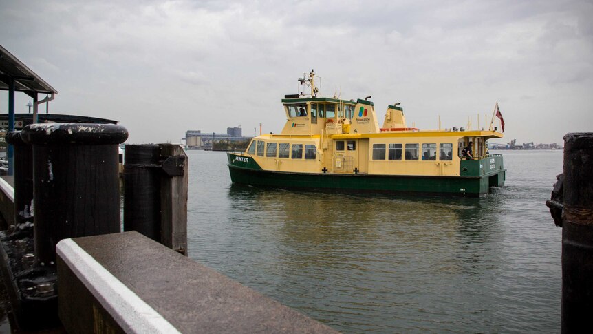 The Stockton ferry chugs across Newcastle harbour.