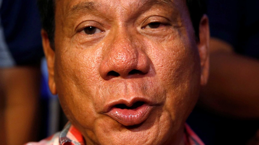 A close-up image of Rodrigo Duterte speaking.