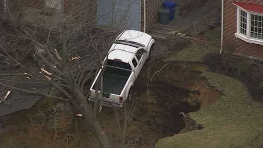 Large sinkhole opens up in a Philadelphia neighbourhood