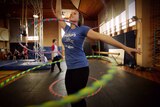 Learning how to hula hoop at the Warehouse Circus is harder than it looks.