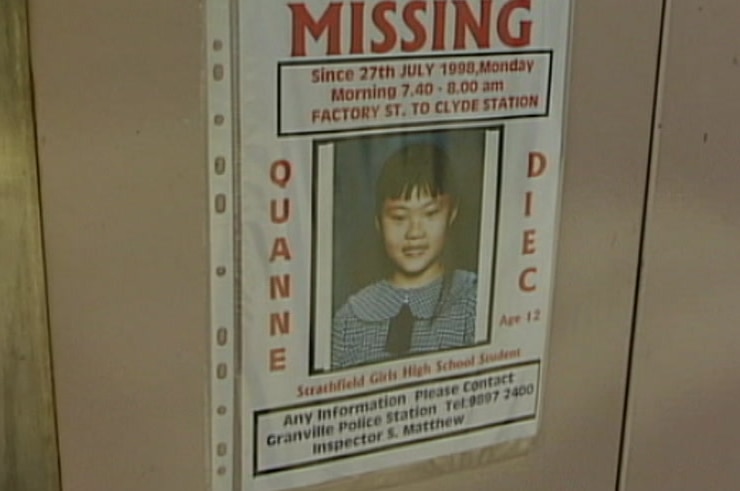 A missing persons poster with Quanne Diec's photo