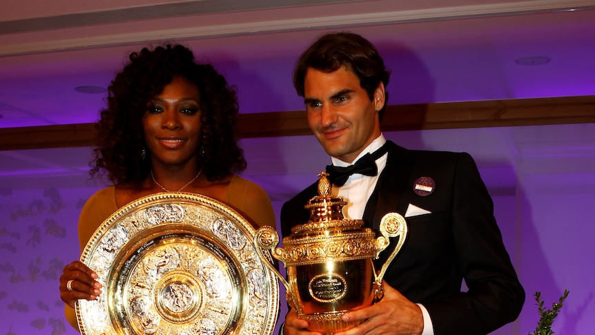 Williams and Federer at Wimbledon ball