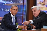 US president Barack Obama (left) and Tonight Show host Jay Leno