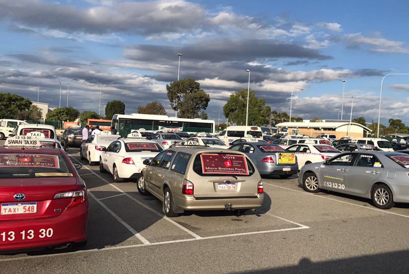 Taxis parked at Perth airport.