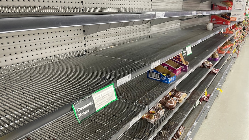 Mostly-bare supermarket shelves at one of Perth's biggest grocery retailers.