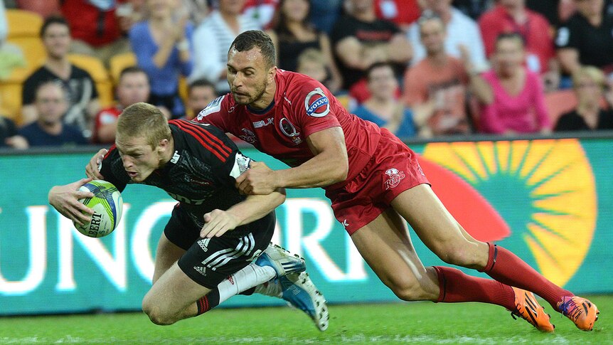 Johnny McNicholl scores for the Crusaders