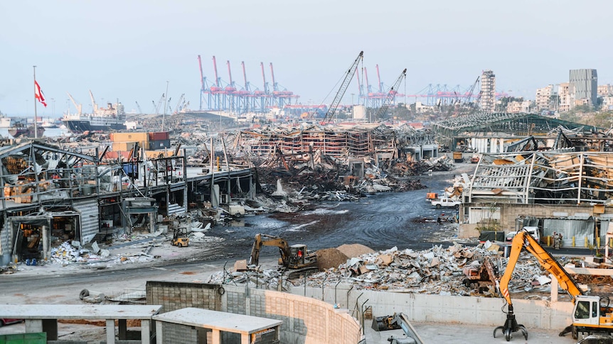 The Beirut Port after the ammonium nitrate explosion